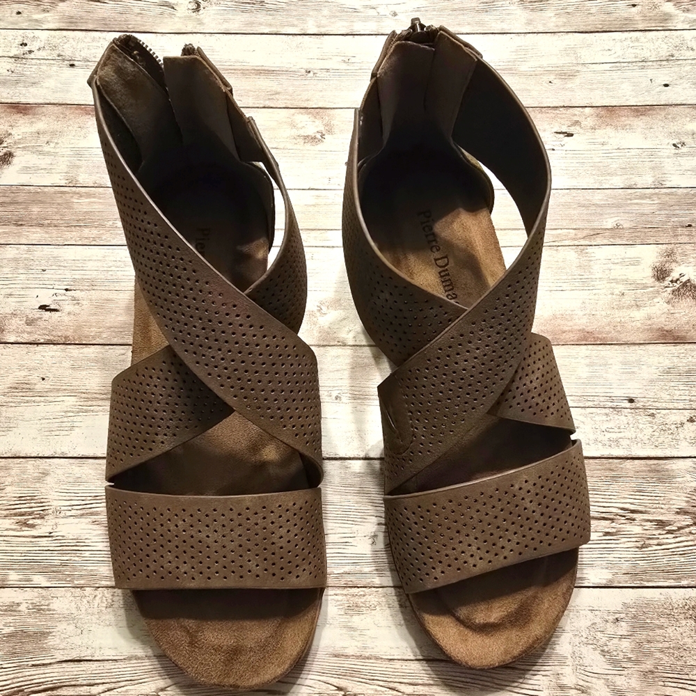 Pierre Dumas Suede Brown Dark Taupe Sandals
